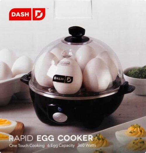 Dash Rapid Egg Cooker | 7-Egg Capacity Boiler, Poacher & Steamer - Dishwasher Safe, Includes Recipe Guide - Black