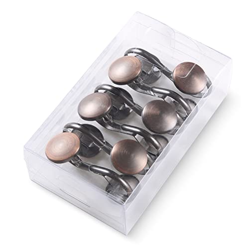 ZESLMG Bronze Shower Curtain Hooks - Rustproof Decorative Rings, Set of 12