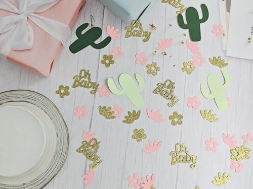 Hawaiian Cactus Baby Shower Table Confetti - 100 Pcs Pink Tropical Scatters