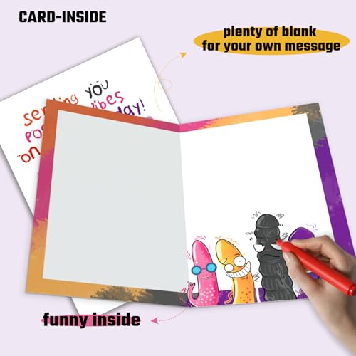 Funny Positive Vibes Birthday Card for Women - Rude Humor for 50th, 60th, 70th