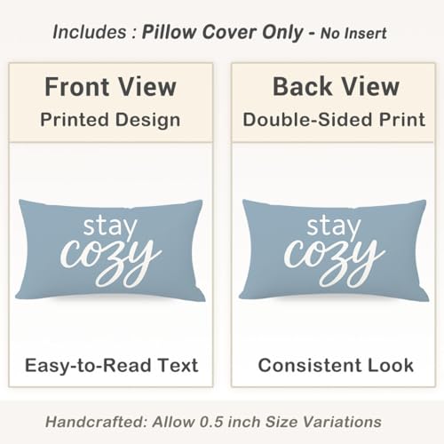 HERHOME 12x20 Inch Dusty Blue Decorative Throw Pillow Cover — Cozy Farmhouse Style