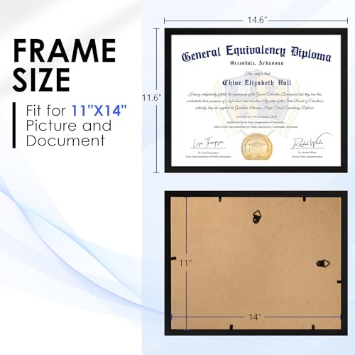 11x14 Black Diploma Frames - 2 Pack Certificate Display