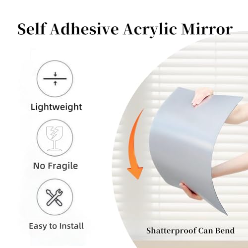 MSACC Flexible Acrylic Mirror Sheet, 12x16 Inch Self-Adhesive Wall Tile