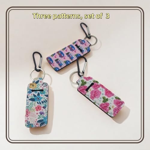 TIKIYOUN Chapstick Holder Keychain Neoprene Lip Balm Case 3 Pcs