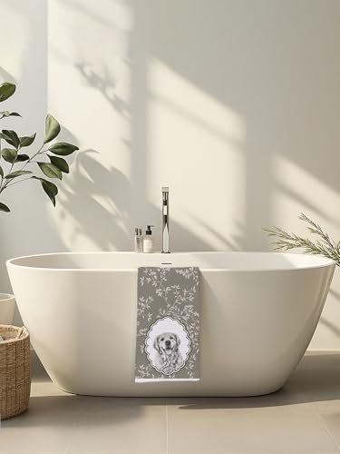Sage Green Floral Golden Retriever Hand Towels - 16x24