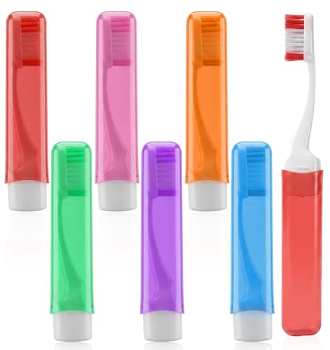 Thrymme 6 Pcs Travel Toothbrush Set, Soft Foldable Toothbrush for Camping