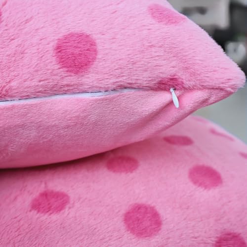 Polka Dot Plush Throw Pillow Covers - Deep Pink, 18"x18" (Set of 2)