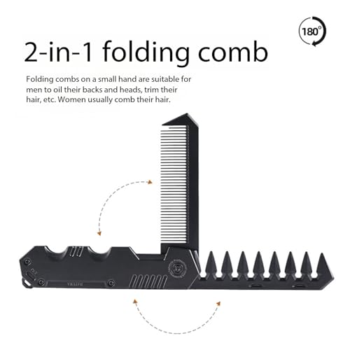 BQWanFA 2-in-1 Folding Pocket Comb for Men - Fine & Wide Tooth Beard & Hair Styling Tool