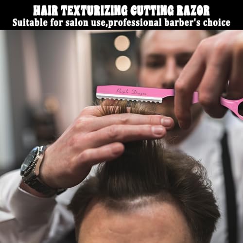 Dimioaoa Hair Thinning Razor Kit with 10 Blades Pink 6.89 Inch