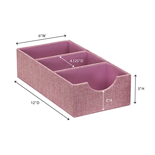 Household Essentials 3-Compartment Drawer Organizers, Pack of 2, Carnation
