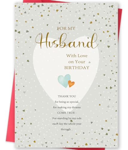 Romantic Birthday Card for Husband - Elegant Heart Design