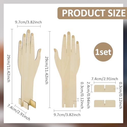 Wooden Glove Display Stand for Fingerless Gloves - 1 Pair