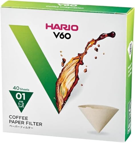 Hario V60 Paper Coffee Filters Size 01 - 40ct Natural Filters