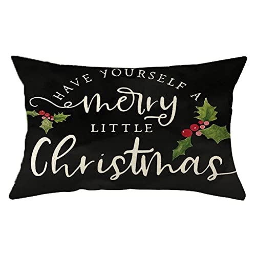 Christmas Throw Pillow Cover, 12x20 Inch Farmhouse Cushion Case