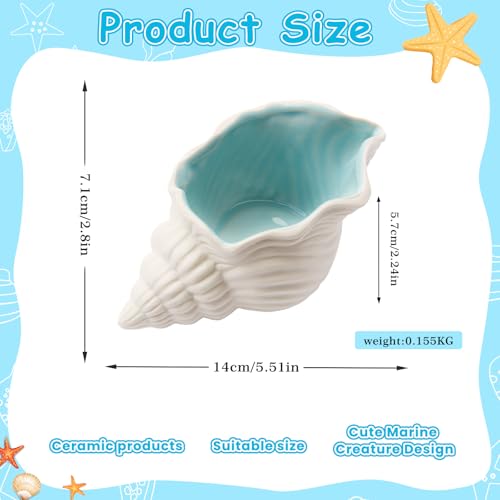 Coastal Blue Conch Jewelry Dish Tray - Ceramic Ring Holder