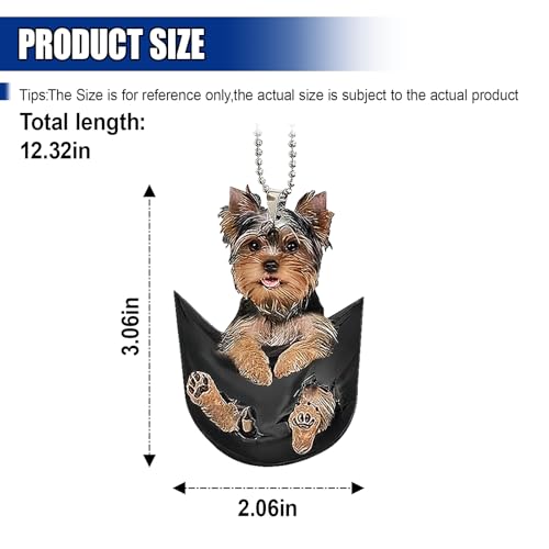 Yorkshire Terrier Car Rearview Mirror Charm - Cute Acrylic Pendant