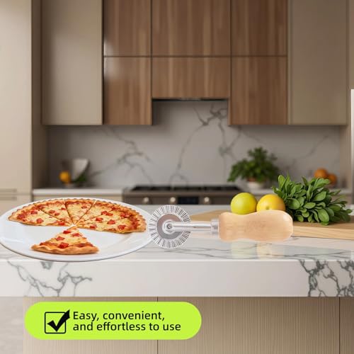Hiiooweiyi Pasta Cutter Wheel with Wooden Handle - Fluted Ravioli & Pizza Cutter