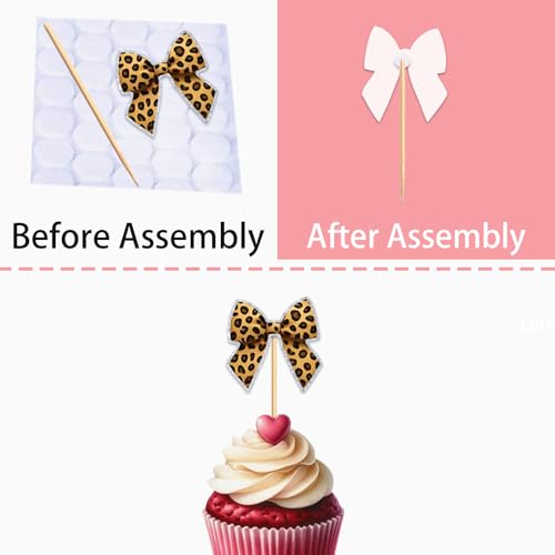 18pcs Leopard Print Glitter Cupcake Toppers for Parties