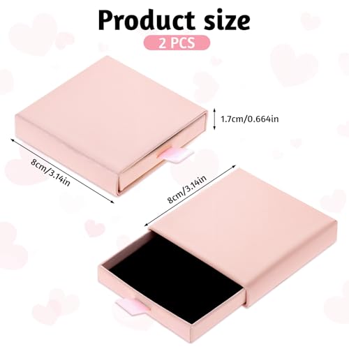 Piriuuo Pink Jewelry Gift Box Set - 2 Small Square Necklace & Earring Storage Cases