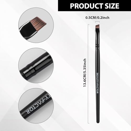BEAUTYFACTOR Angled Eyeliner Brush - Precision Ultra-Thin Fine Point Makeup Brush