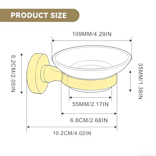 Wall Mounted Glass Soap Holder with Gold Stainless Steel Bracket