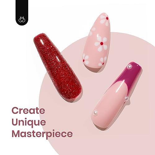Beetles Red Gel Nail Polish Set - 6 Colors Burgundy Nude Glitter Soak Off UV LED Manicure Kit