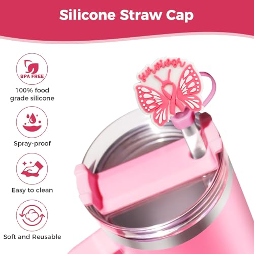 Pink Silicone Straw Covers for Stanley 30oz/40oz Cups - 6PCS
