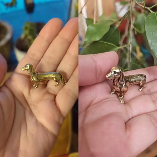 Mokuanza Solid Brass Dachshund Figurine - Vintage Desk Dog Ornament