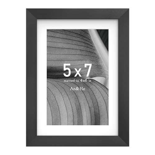 An&He 5x7 Black Picture Frame - Minimalist Tabletop & Wall Display
