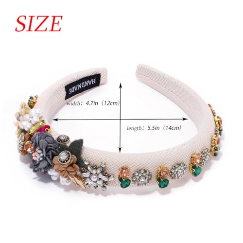 Urieo Floral Pearl Rhinestone Crystal Headband for Women Wedding Party