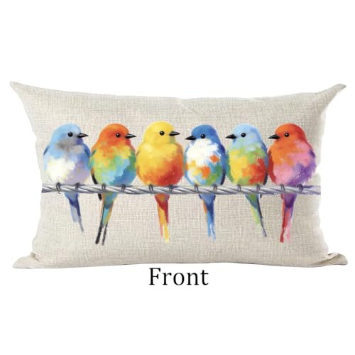 Ramirar Colorful Bird Lumbar Pillow Cover - Tropical Summer Home Decor