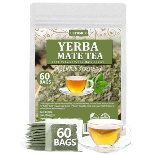 Premium 60 Unsmoked Yerba Mate Tea Bags - 100% Pure Leaves