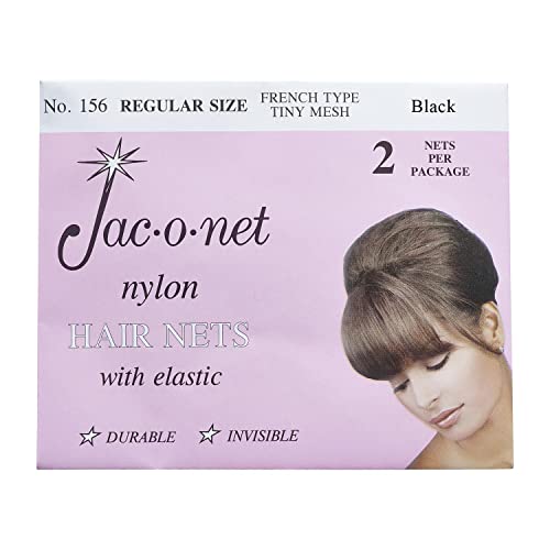 French Type, Tiny Mesh Hair Net-Regular Size, BLACK, 2 Net Per Pack