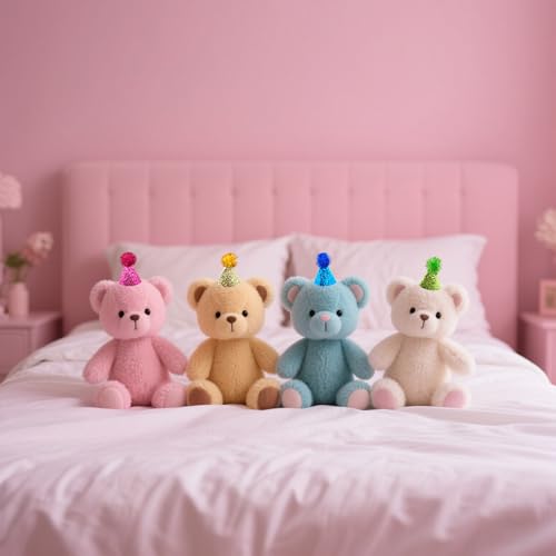 Pai Sence Pack of 10 Mini Party Hats for Stuffed Animals Toys, 1.9x3.3 Inches, 10 Color Variations