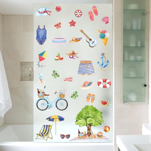 Hianjoo 147-Piece Hawaiian Summer Window Clings - Tropical Decor