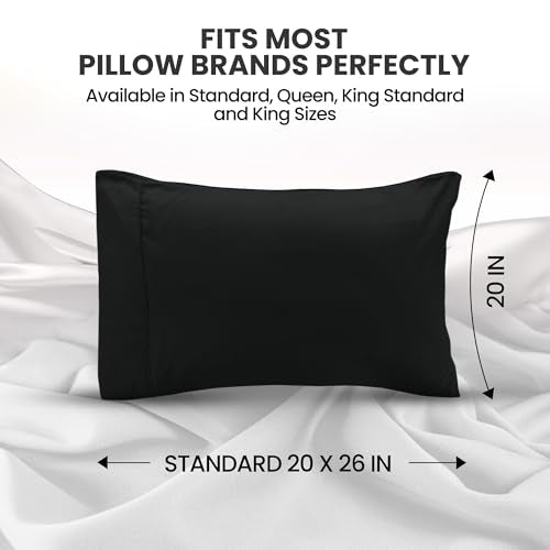 Standard Black Pillow Case Set of 12 - Ultra Soft Microfiber Covers