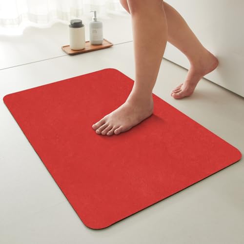 Red Non Slip Bath Mat 20x48 Inch Thin Bathroom Rug Christmas Decor