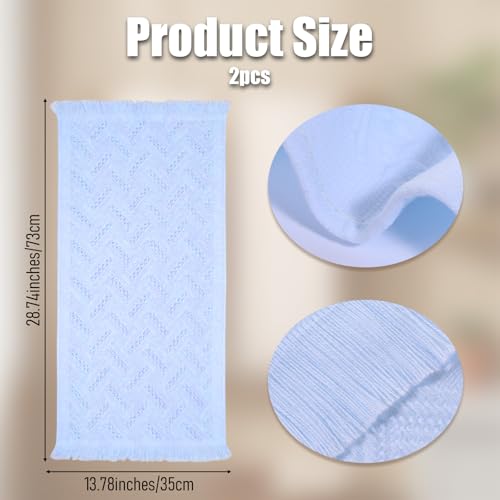 KFHENSOMR Boho Turkish Cotton Hand Towels, 14x30 Inch - Light Blue (2 Pack)