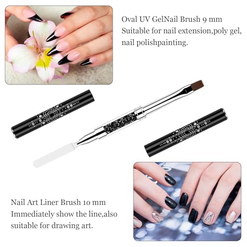 Double Ended Nail Builder Gel Brush Set 2Pcs - French Tip & Liner