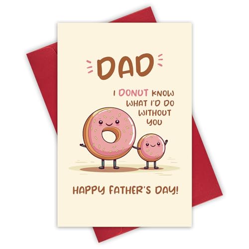 Leinessy Cute Donut Father's Day Card - 8x5.3 Inch, Blank Inside