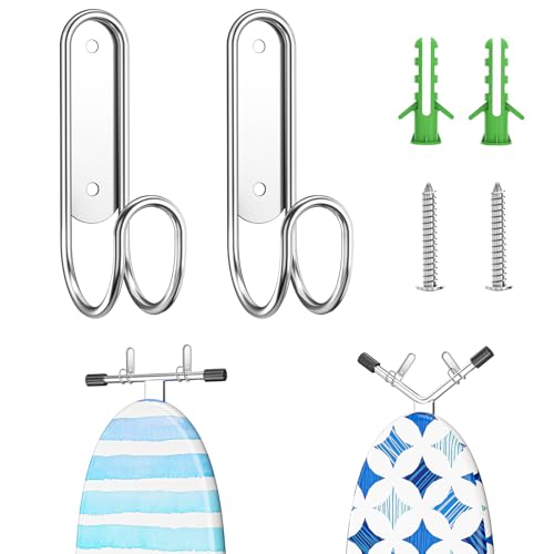 Wall-Mounted Ironing Board Hanger for T/Y Legs - Stainless Steel