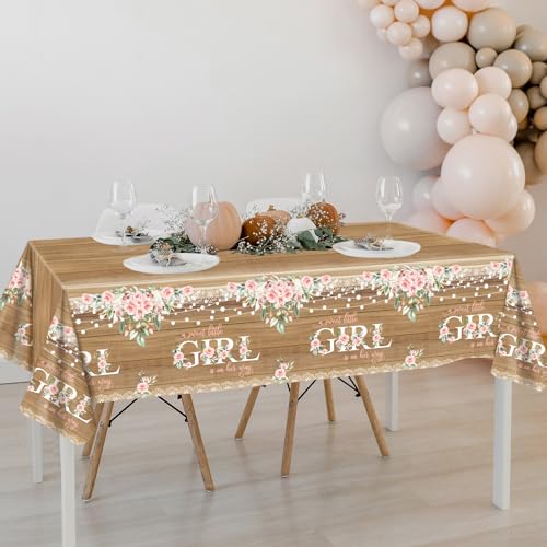 3 Pack Rustic Floral Baby Shower Tablecloths - 108 x 54 Inches