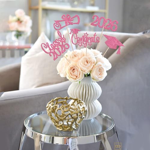 2026 Graduation Centerpiece Sticks - 15 PCS Glitter Decorations