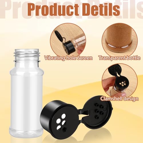 6 Pack 3 Oz Clear Spice Jars with Shaker Lids for Kitchen