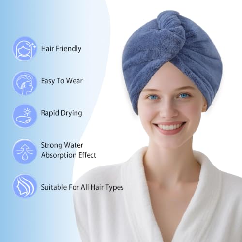 Microfiber Hair Drying Towel Wrap - Quick-Dry Turban for Wet Hair