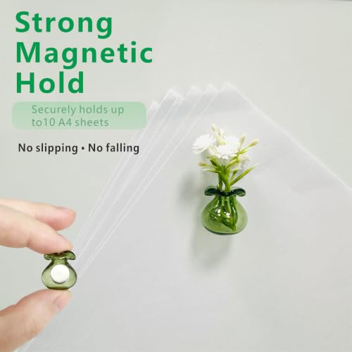 Mini Glass Vase Magnets Set - 6 Pcs Cute Magnetic Vases with Flowers