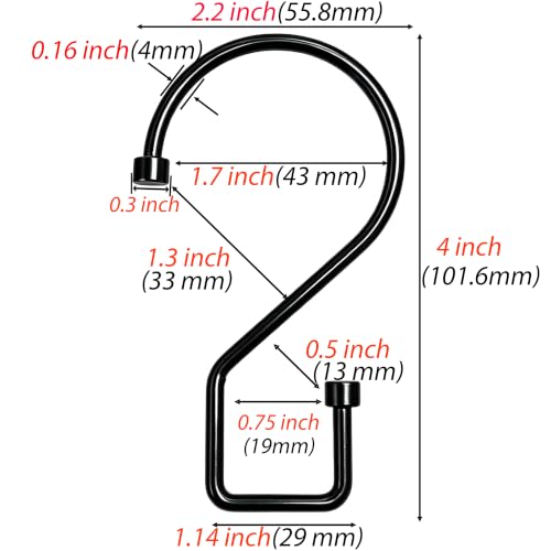 Heavy Duty S Hooks - 12 Pack Reversible Metal Hooks for Kitchen, Bathroom, Garden