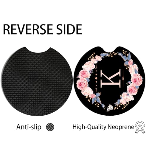 K Letter Car Coasters - 2pcs Absorbent 2.75" Cup Holder Accessories