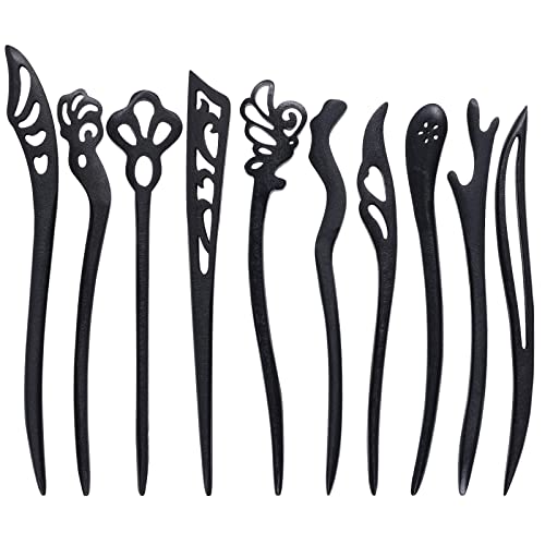 Miayon 10-Piece Wooden Hair Sticks Vintage Chinese Hair Chopsticks Pins