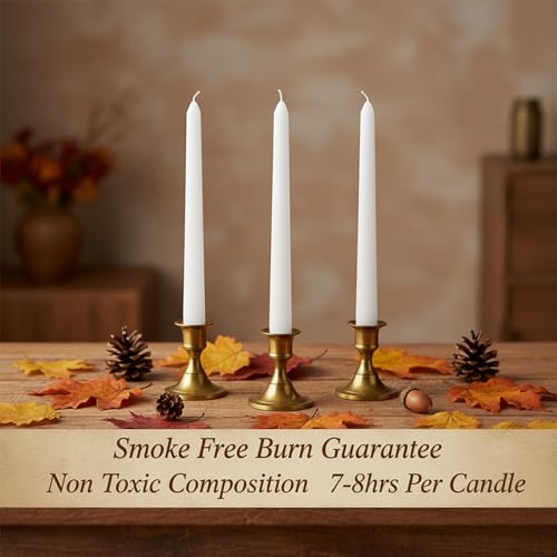 White Taper Candles 10 Inch Pack of 4 Dripless Unscented Long Burn
